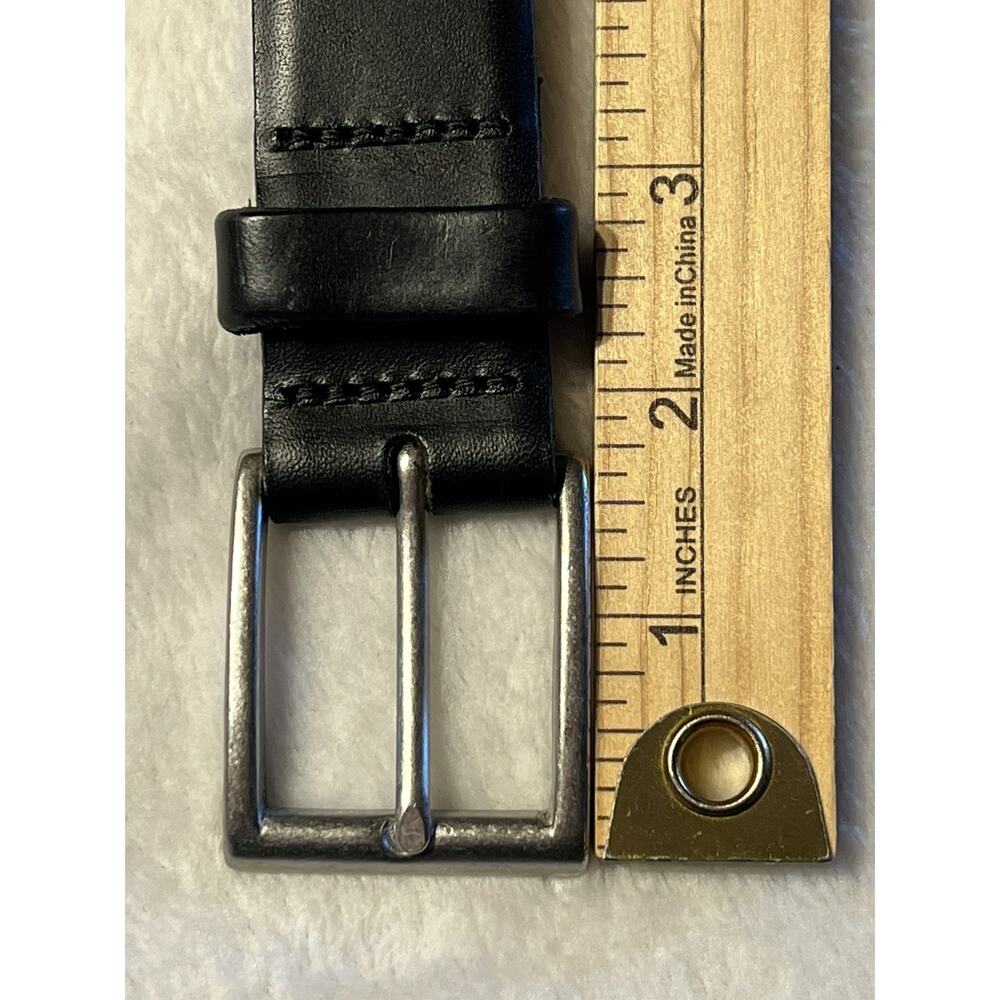 Eddie Bauer Mens 40 Black Genuine Leather Dress Belt Silver Gold Brass Buckle - Picture 9 of 15